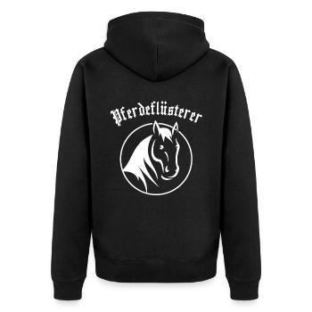 Pferdeflüsterer Versteher Reiter Stall Haflinger - Unisex Premium Bio Zip Hoodie - Schwarz - Hinten - Nico (187cm)
