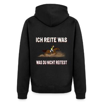 Ich Reite Was Was Du Nicht Siehst Pferde Reiten - Unisex Premium Bio Zip Hoodie - Schwarz - Hinten - Nico (187cm)