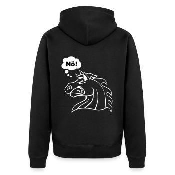 Nö! Pferde Versteher Reiter Stall Haflinger Traum - Unisex Premium Bio Zip Hoodie - Schwarz - Hinten - Nico (187cm)