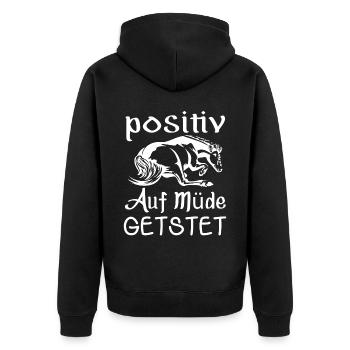 Positiv Auf Müde Getestet Reiter Stall Haflinger - Unisex Premium Bio Zip Hoodie - Schwarz - Hinten - Nico (187cm)