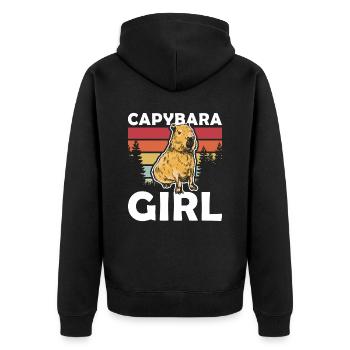 Capybara Fille Wasserschwein - Veste à capuche bio Premium Unisexe - noir - Dos - Nico (187cm)