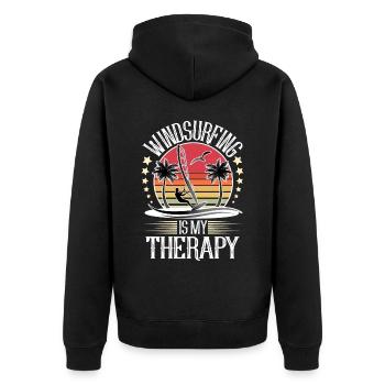 Windsurfen Windsurfer Windsurf - Unisex Premium Bio Zip Hoodie - Schwarz - Hinten - Nico (187cm)