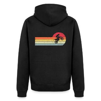 Motocross Retro Vintage - Unisex Premium Bio Zip Hoodie - Schwarz - Hinten - Nico (187cm)