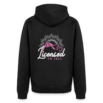 Licensed to Sell Hypothekendarlehensberater - Unisex Premium Bio Zip Hoodie - Schwarz - Hinten - Nico (187cm)