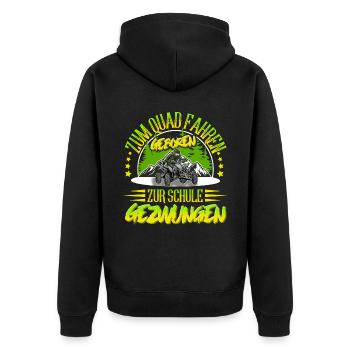 Quad ATV Offroad Quadfahrer - Unisex Premium Bio Zip Hoodie - Schwarz - Hinten - Nico (187cm)