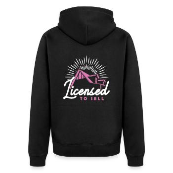 Licensed to Sell Hypothekendarlehensberater - Unisex Premium Bio Zip Hoodie - Schwarz - Hinten - Nico (187cm)