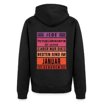 Laborant Geburtstag Januar geboren - Unisex Premium Bio Zip Hoodie - Schwarz - Hinten - Nico (187cm)