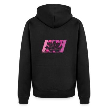 Lotosblume Blume Lotosblüte asiatische Pflanze - Unisex Premium Bio Zip Hoodie - Schwarz - Hinten - Nico (187cm)