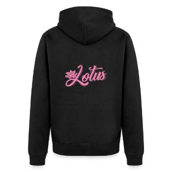 Lotos Lotosblume Pflanze Blume Garten - Unisex Premium Bio Zip Hoodie - Schwarz - Hinten - Nico (187cm)
