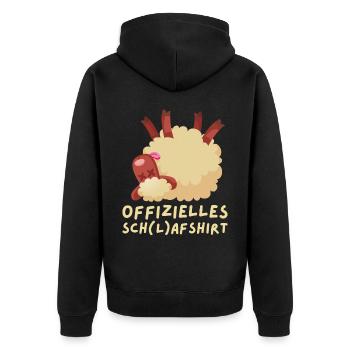 Schafshirt zum Schlafen, Schaf - Unisex Premium Bio Zip Hoodie - Schwarz - Hinten - Nico (187cm)