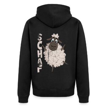 Schafe braucht der Schäfer, lustiges Schaf - Unisex Premium Bio Zip Hoodie - Schwarz - Hinten - Nico (187cm)