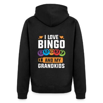 I Love Bingo And My Grandkids Lustiges Bingo - Unisex Premium Bio Zip Hoodie - Schwarz - Hinten - Nico (187cm)