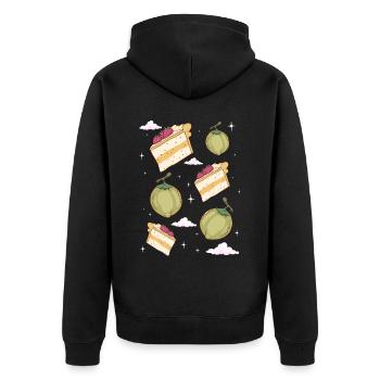 Angelcore Aesthetic Strawberry Cake Coconut - Unisex Premium Organic Zip Hoodie - black - Back - Nico (187cm)