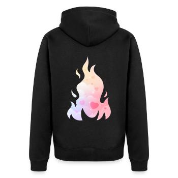 Angelcore Ästhetisches Feuer Flamme Herzen - Unisex Premium Bio Zip Hoodie - Schwarz - Hinten - Nico (187cm)