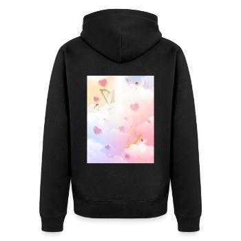 Angelcore Aesthetic Heaven Engel Harfen - Unisex Premium Bio Zip Hoodie - Schwarz - Hinten - Nico (187cm)