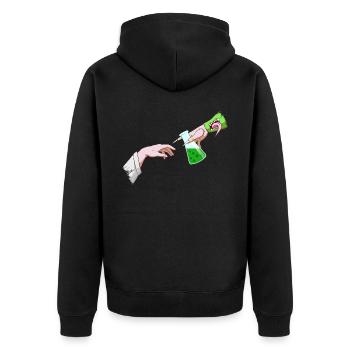 Biopunk Erschaffung des Adamskolbens Biopunk-Ästhe - Unisex Premium Bio Zip Hoodie - Schwarz - Hinten - Nico (187cm)