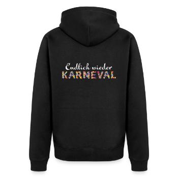 Karneval Fasching Kölle Alaaf Konfetti Jeck Narr - Unisex Premium Bio Zip Hoodie - Schwarz - Hinten - Nico (187cm)