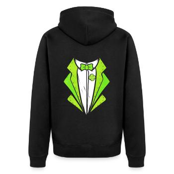 Green Outfit With Bow For St. Patricks Day - Unisex Premium Bio Zip Hoodie - Schwarz - Hinten - Nico (187cm)
