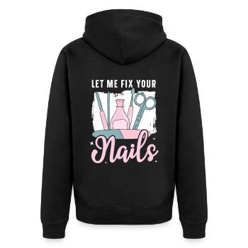 Laissez-moi réparer vos ongles Manucure Manucure Nail Tech - Veste à capuche bio Premium Unisexe - noir - Dos - Nico (187cm)