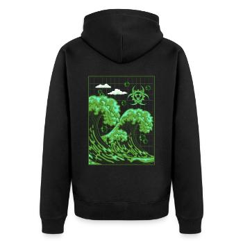 Biopunk Big Wave Before Kanagawa Biopunk Aesthetics - Unisex Premium Organic Zip Hoodie - black - Back - Nico (187cm)