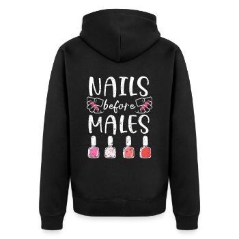 Ongles avant les hommes Nail Boss Manucure Nail Tech - Veste à capuche bio Premium Unisexe - noir - Dos - Nico (187cm)