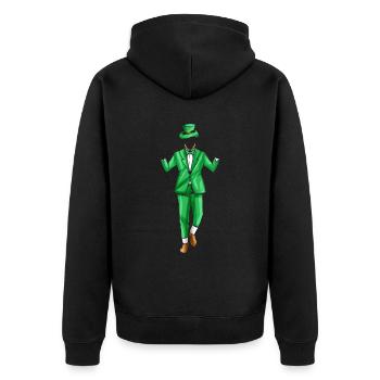 Mens Dress for St. Patricks Day - Unisex Premium Bio Zip Hoodie - Schwarz - Hinten - Nico (187cm)