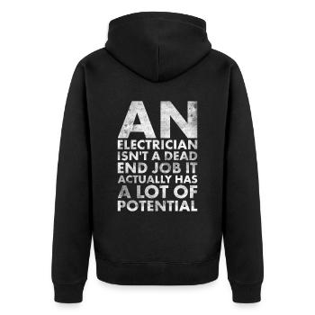 Ein Elektriker Ist Keine Sackgasse Für Lineman Und - Unisex Premium Bio Zip Hoodie - Schwarz - Hinten - Nico (187cm)