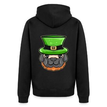 Carlin kawaii avec barbe rouge et chapeau vert pour St. - Veste à capuche bio Premium Unisexe - noir - Dos - Nico (187cm)