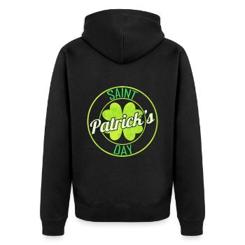 Shamrock In Round Logo For St. Patrick's Day - Unisex Premium Organic Zip Hoodie - black - Back - Nico (187cm)