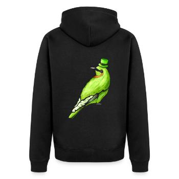Green Bird With Green Hat For St. Patrick's Day - Unisex Premium Organic Zip Hoodie - black - Back - Nico (187cm)