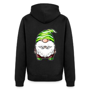 Gnome With Striped Pointed Cap For St. Patricks - Unisex Premium Bio Zip Hoodie - Schwarz - Hinten - Nico (187cm)