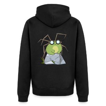 Biopunk Kawaii Frosch Niedliche Biopunk-Ästhetik - Unisex Premium Bio Zip Hoodie - Schwarz - Hinten - Nico (187cm)