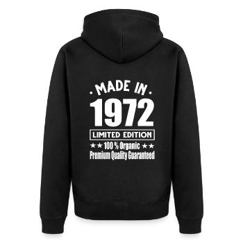 Fabriqué en 1972 Vintage Retro Limited Edition - Veste à capuche bio Premium Unisexe - noir - Dos - Nico (187cm)