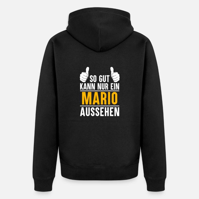Mario Vorname Name Geschenk - Unisex Premium Bio Zip Hoodie - Schwarz