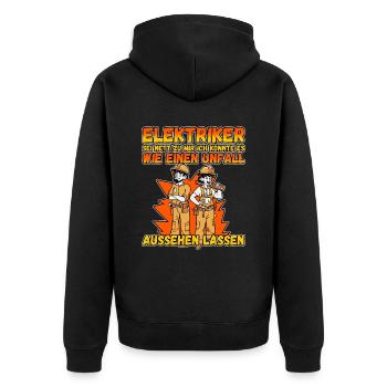Elektriker - Sei nett zu mir - Elektroniker Lustig - Unisex Premium Bio Zip Hoodie - Schwarz - Hinten - Nico (187cm)