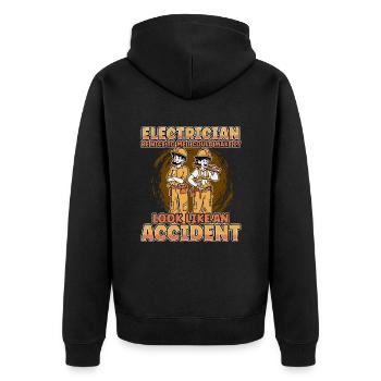 Elektriker - Sei nett zu mir - Elektroniker Lustig - Unisex Premium Bio Zip Hoodie - Schwarz - Hinten - Nico (187cm)