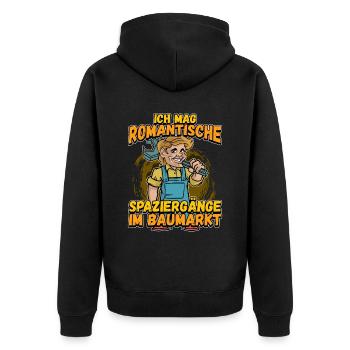Ich Mag Romantische Spaziergänge Im Baumarkt - Unisex Premium Bio Zip Hoodie - Schwarz - Hinten - Nico (187cm)