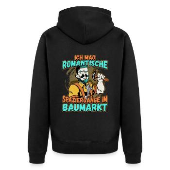 Ich Mag Romantische Spaziergänge Im Baumarkt - Unisex Premium Bio Zip Hoodie - Schwarz - Hinten - Nico (187cm)