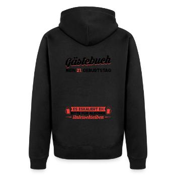 Gästebuch 21. Geburtstag Mann Frau 21 Jahre - Unisex Premium Bio Zip Hoodie - Schwarz - Hinten - Nico (187cm)