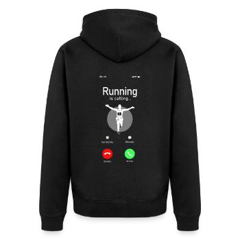 Running Runner Half Marathon Téléphone - Veste à capuche bio Premium Unisexe - noir - Dos - Nico (187cm)