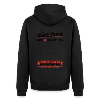 Gästebuch 41. Geburtstag Mann Frau 41 Jahre - Unisex Premium Bio Zip Hoodie - Schwarz - Hinten - Nico (187cm)