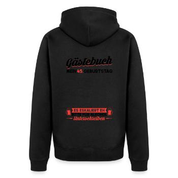 Gästebuch 45. Geburtstag Mann Frau 45 Jahre - Unisex Premium Bio Zip Hoodie - Schwarz - Hinten - Nico (187cm)