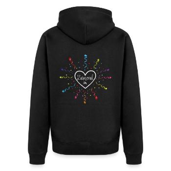 Karneval im Herz Fasching Konfetti Köln Närrin - Unisex Premium Bio Zip Hoodie - Schwarz - Hinten - Nico (187cm)