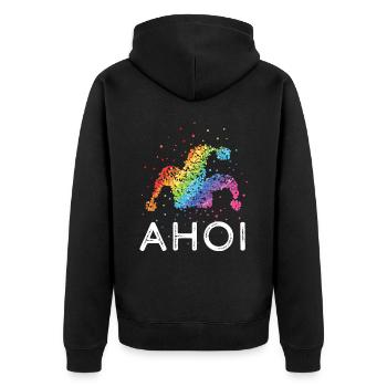 Carnaval d’Ahoi Confettis Carnaval FIERTÉ LGBTQ - Veste à capuche bio Premium Unisexe - noir - Dos - Nico (187cm)
