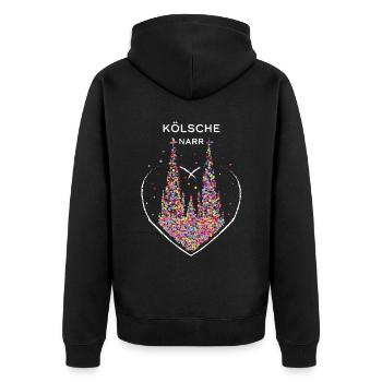 Kölsche Narr Kölner Dom Köln Konfetti Karneval - Unisex Premium Bio Zip Hoodie - Schwarz - Hinten - Nico (187cm)