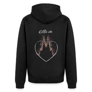 Kölle im Herz Kölner Dom Köln Konfetti Fasching - Unisex Premium Bio Zip Hoodie - Schwarz - Hinten - Nico (187cm)