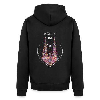 Kölle im Herz Kölner Dom Karneval Kölsch Karneval - Unisex Premium Bio Zip Hoodie - Schwarz - Hinten - Nico (187cm)