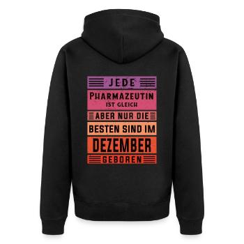 Laborant Geburtstag Dezember geboren Pharmazeutin - Unisex Premium Bio Zip Hoodie - Schwarz - Hinten - Nico (187cm)