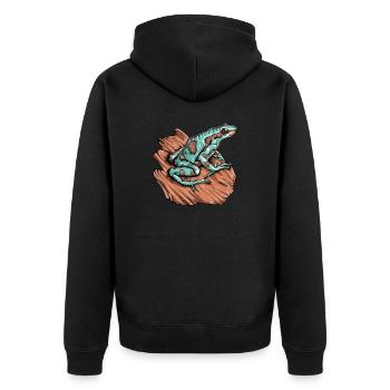 Pfeilgiftfrosch I Kröte Frosch Motiv für Amphibien - Unisex Premium Bio Zip Hoodie - Schwarz - Hinten - Nico (187cm)