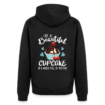 Be A Beautiful Cupcake In A World Full Of Muffins - Unisex Premium Bio Zip Hoodie - Schwarz - Hinten - Nico (187cm)